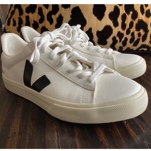 Veja new white leather sneakers size 10, black detail